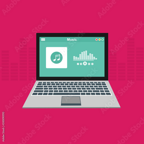 Simple Mobile music application interface design concept isolated on colored background flat vector illustration