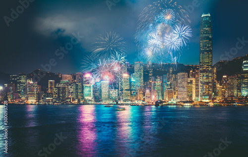 Firework show in Hong Kong