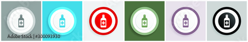Fotografija Medicine icon set, cure bottle sign vector illustrations in 6 colors options for