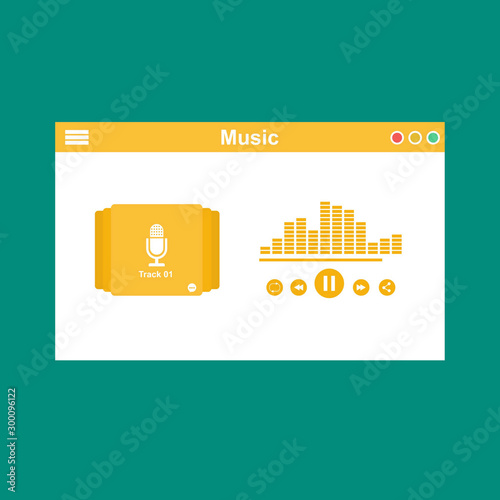 Streaming music vector illustration. Online broadcast service system for song listening without download. Online media playback using wireless cloud content template