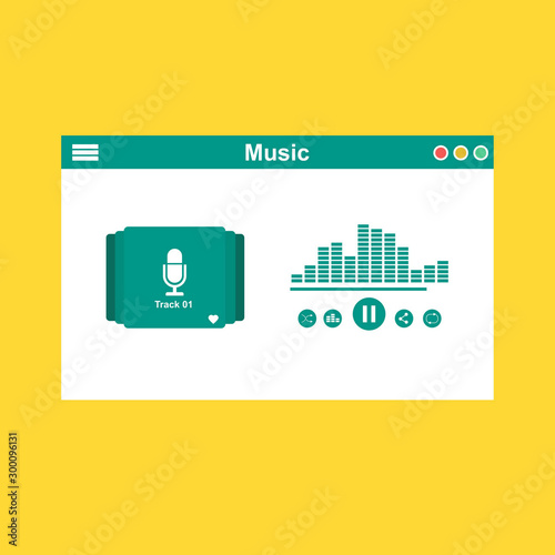 Streaming music vector illustration. Online broadcast service system for song listening without download. Online media playback using wireless cloud content template