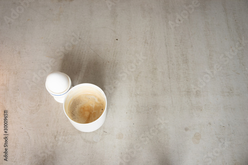 Eggs and coffee on a gray concrete table