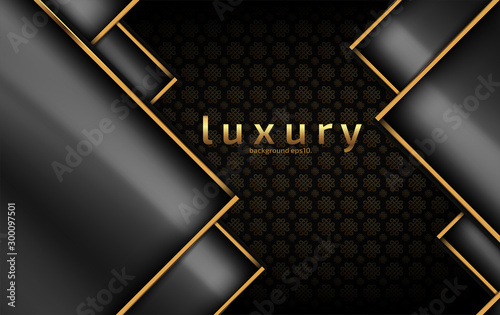 Abstract black luxury background image overlapping the beautiful golden line Geometric shapes for design
