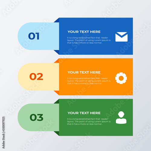Three list infographic template design. Business concept infograph with 3 options, steps or processes. Vector visualization can be used for workflow layout, diagram, annual report, web