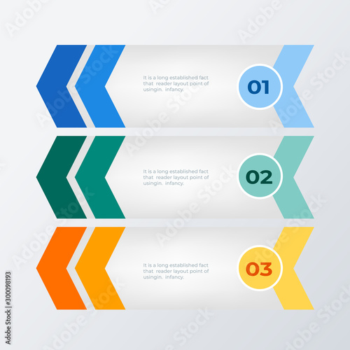 Arrow process three infographic template design. Business concept infograph with 3 options, steps or processes. Vector visualization can be used for workflow layout, diagram, annual report, web