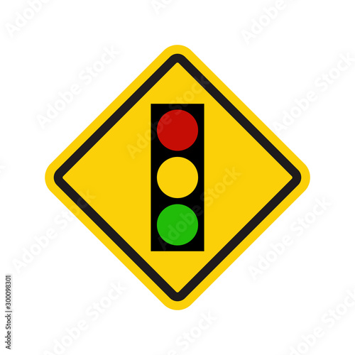 Warning sign of red light isolated. Traffic light icon vector on red triangle sign. Creative traffic light sign template