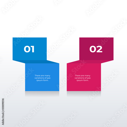 3D infographic template design. Business concept infograph with 2 options, steps or processes. Vector visualization can be used for workflow layout, diagram, annual report, web