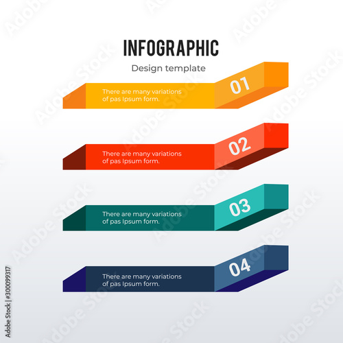 3D infographic template design. Business concept infograph with 4 options, steps or processes. Vector visualization can be used for workflow layout, diagram, annual report, web