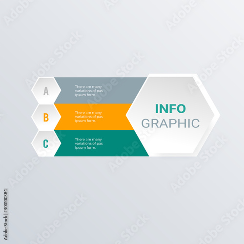 List hexagon infographic template design. Business concept infograph with 3 options, steps or processes. Vector visualization can be used for workflow layout, diagram, annual report, web