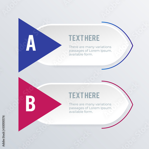 Arrow list infographic template design. Business concept infograph with 2 options, steps or processes. Vector visualization can be used for workflow layout, diagram, annual report, web