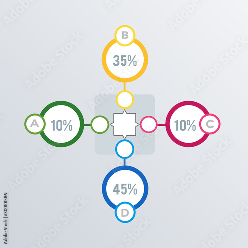 Visualized Number template design. Business concept infograph with 4 options, steps or processes. Vector visualization can be used for workflow layout, diagram, annual report, web