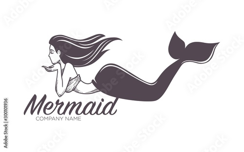 Mermaid swimming marine company name isolated icon