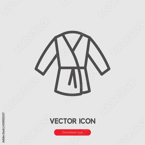 Karate kimono icon vector. Linear style sign for mobile concept and web design. Karate kimono symbol illustration. Pixel vector graphics - Vector.