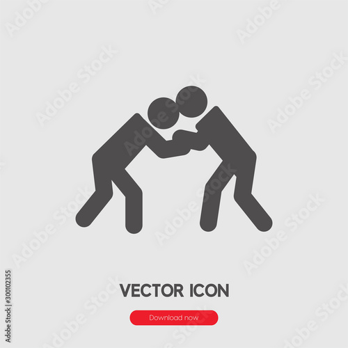 Wrestling icon vector. Linear style sign for mobile concept and web design. Judo symbol illustration. Pixel vector graphics - Vector.	