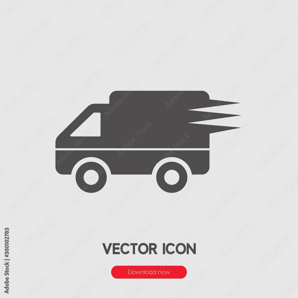 Fast delivery icon vector. Linear style sign for mobile concept and web design. Fast delivery symbol illustration. Pixel vector graphics - Vector.	
