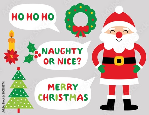 Santa Claus  Christmas speech bubbles and decoration set