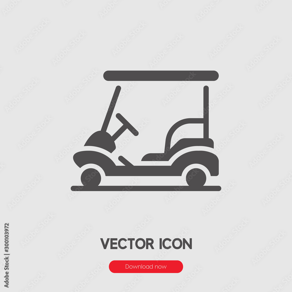 golf car icon vector. Linear style sign for mobile concept and web design. golf cart symbol illustration. Pixel vector graphics - Vector.	