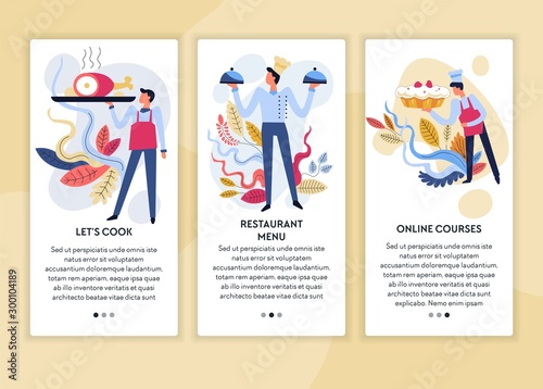 Restaurant menu cooking classes or online courses web page templates