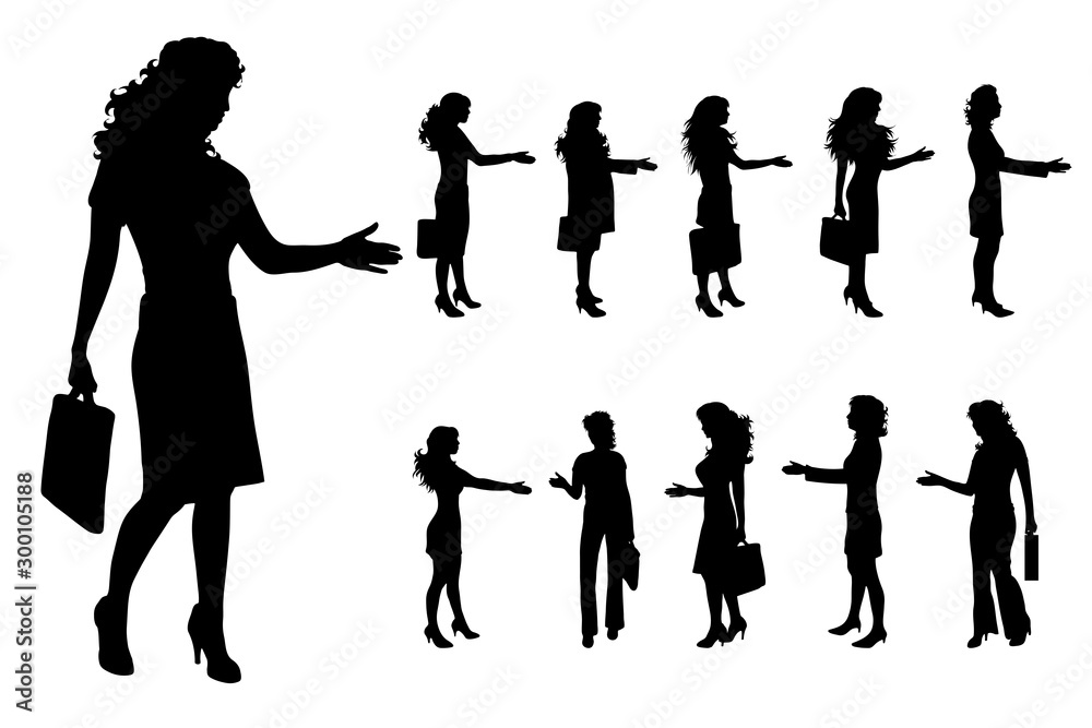 Vector silhouette of businesswoman on white background. Symbol of work, manger, job, woman, worker, illustration, walk, call, phone. Vector silhouette of businesswoman on white background. Symbol of work, manger, job, woman, worker, illustration, walk, call, phone.