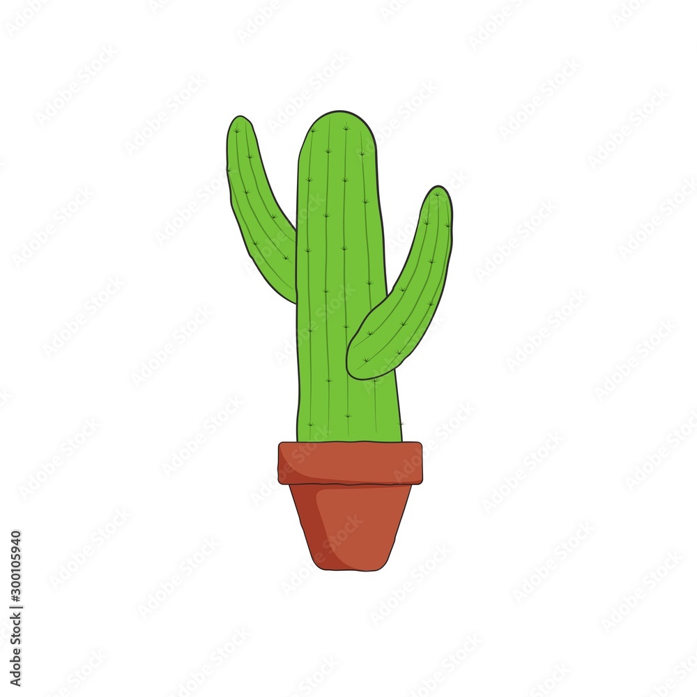 hand drawn cactus with pot vector illustration hand drawn cactus with pot vector illustration