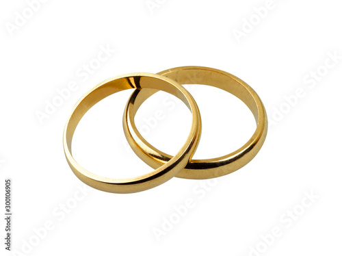 Old wedding rings together isolated - clipping path photo