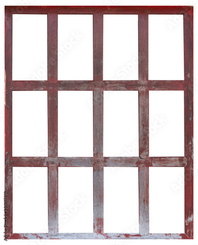 wood window frame isolated on white background