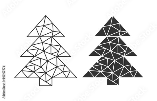 Christmas tree geometric polygonal logo.