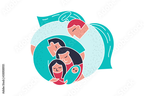 Angel God hugs couple family care about peace in family