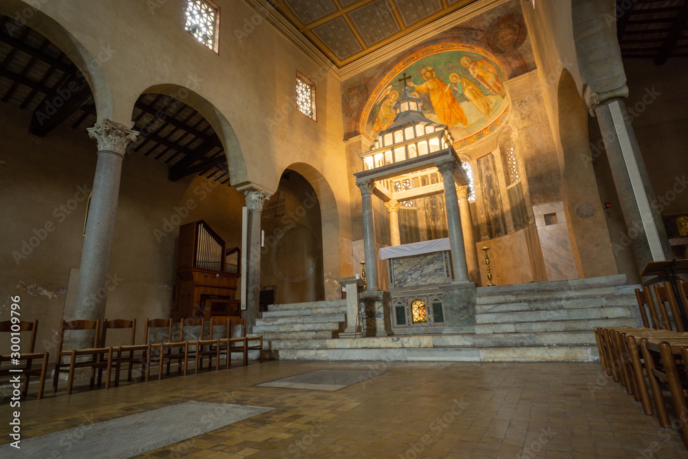 interior of the church San Giorgio in Velabro. Rome, Italy