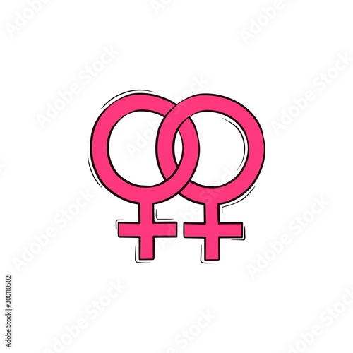 hand drawn gender symbol. doubled female sign