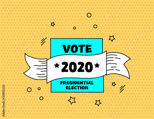 Vote 2020 memphis style banner pop art design