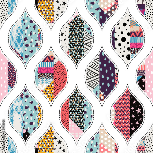 Seamless pattern, patchwork tiles. Can be used on packaging paper, fabric, background for different images, etc.