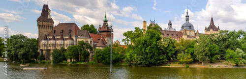 Hungary, Budapest, July 10, 2019. Vaidahunyad Castle in Varoshliget park.
