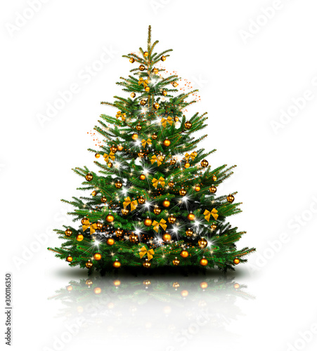 Glänzend Dekorierter Weihnachtsbaum mit Weihnachtskugeln