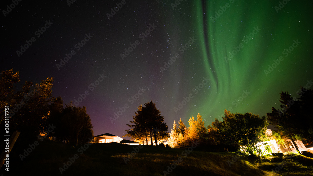 Northern lights at Borganes Iceland - aurora borealis - obrazy, fototapety, plakaty 