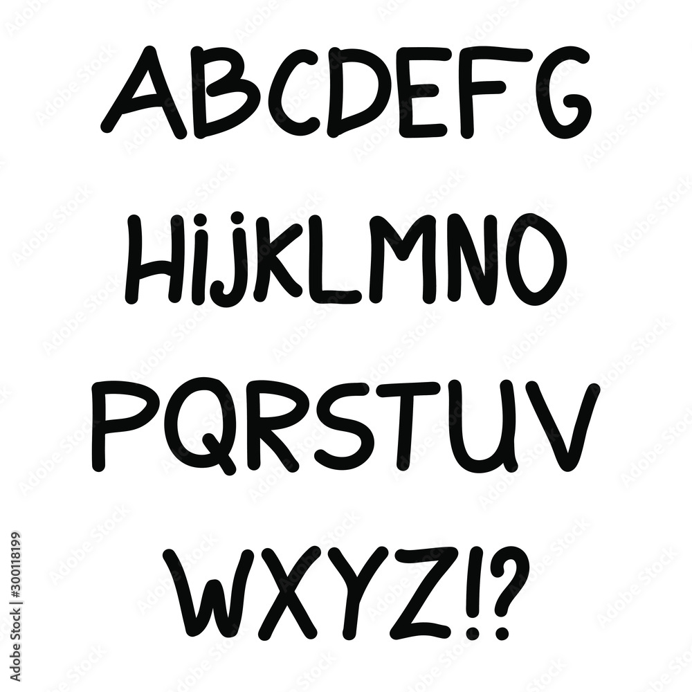 Set of hand drawn capital letters. Isolated vector symbols on white background. Vector stock illustration. Set of hand drawn capital letters. Isolated vector symbols on white background. Vector stock illustration.