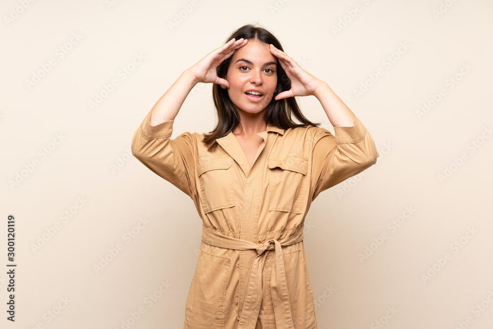 Young girl over isolated background with surprise expression Young girl over isolated background with surprise expression