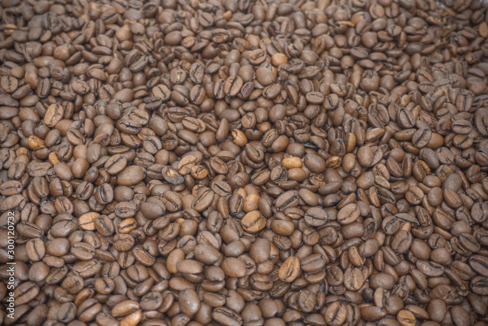viele geröstete braune Kaffeebohnen Hintergrund viele geröstete braune Kaffeebohnen Hintergrund