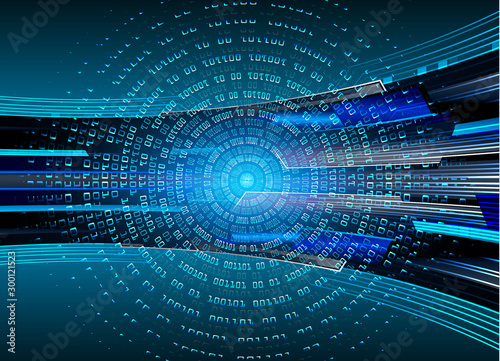 binary circuit board future technology, blue cyber security concept background, abstract hi speed digital 