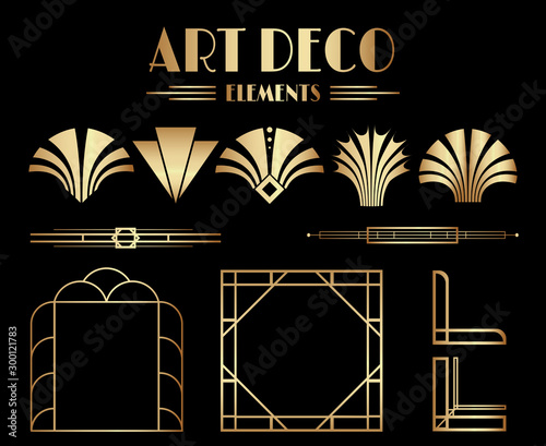 Geometric Art Deco Ornaments, Dividers and Frame Elements