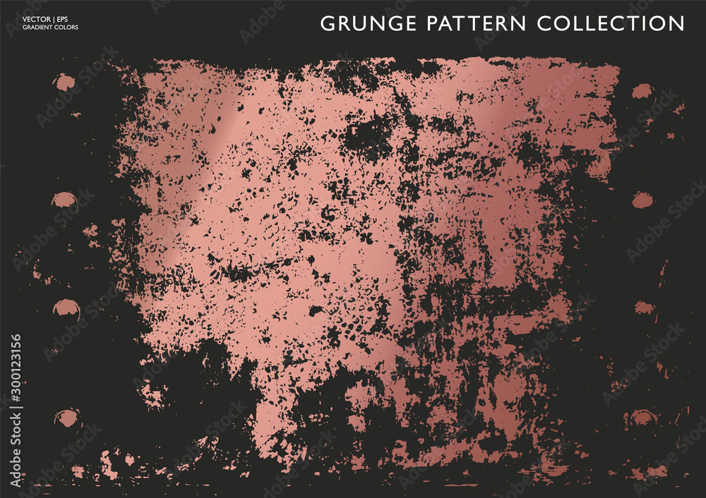 Brass, gold, metal texture. Patina scratch distressed grunge effect. Black background with rough metallic pattern