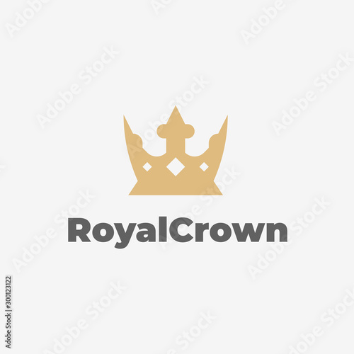 3 diamond in crown illustration for logo template design.