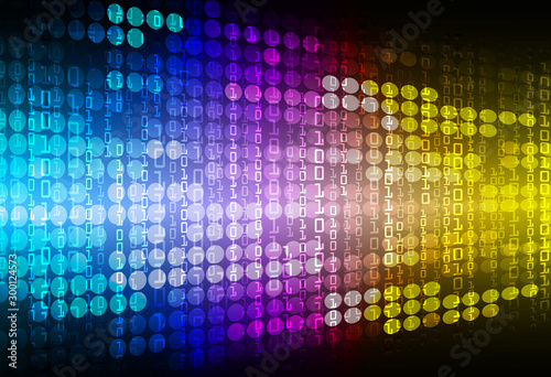 binary circuit board future technology, yellow blue cyber security concept background, abstract hi speed digital 