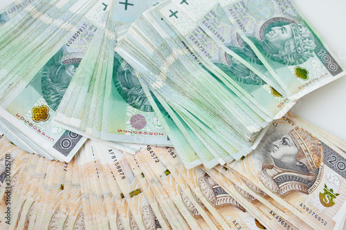 Lots of polish currency money zloty