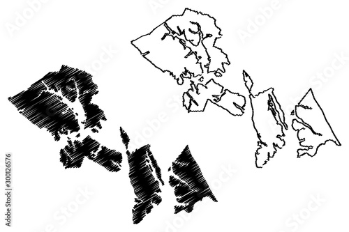 Hoonah–Angoon Census Area, Alaska (Boroughs and census areas in Alaska, United States of America,USA, U.S., US) map vector illustration, scribble sketch Hoonah Angoon map