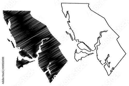City and Borough of Juneau, Alaska (Boroughs and census areas in Alaska, United States of America,USA, U.S., US) map vector illustration, scribble sketch Juneau map