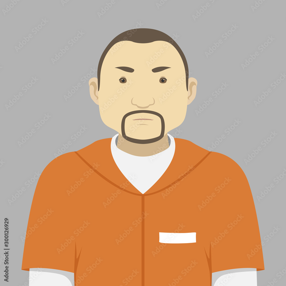 Prisoner in orange uniform. Vector illustration.