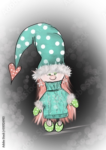 girl elf in Christmas costume 