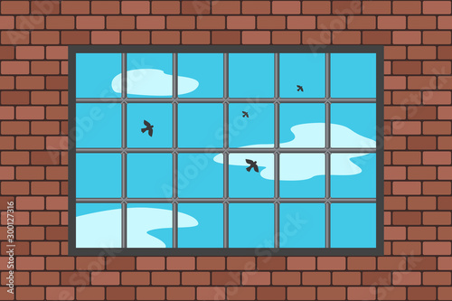 Jail window with bars. Vector illustration.