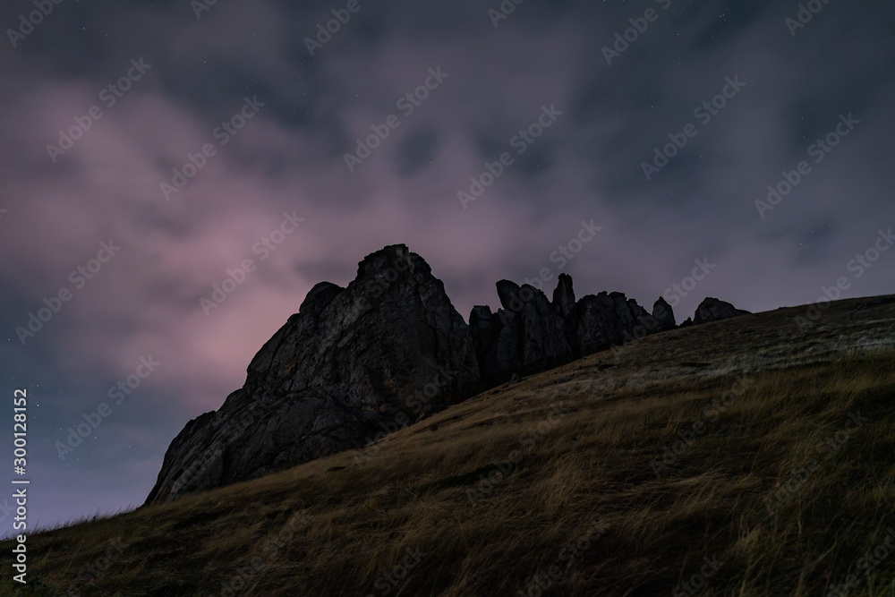 Peak of the holy mountain Beshbarmag under cover of night